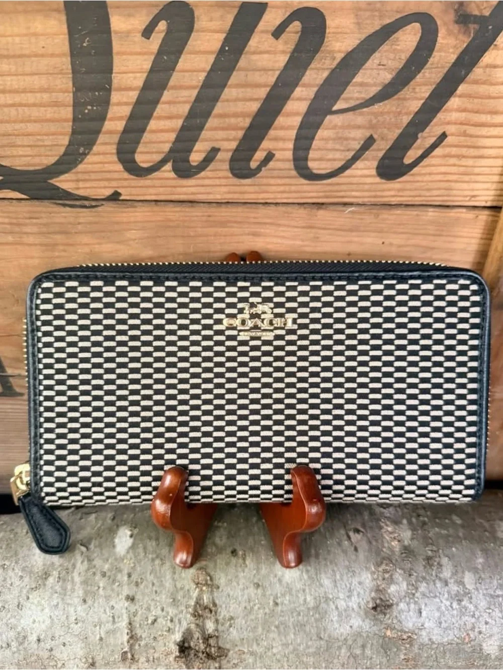 Coach Legacy Jacquard Accordion Zip Wallet